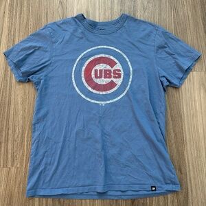 47 Brand Chicago Cubs Blue Short Sleeve Tee with Red Logo
